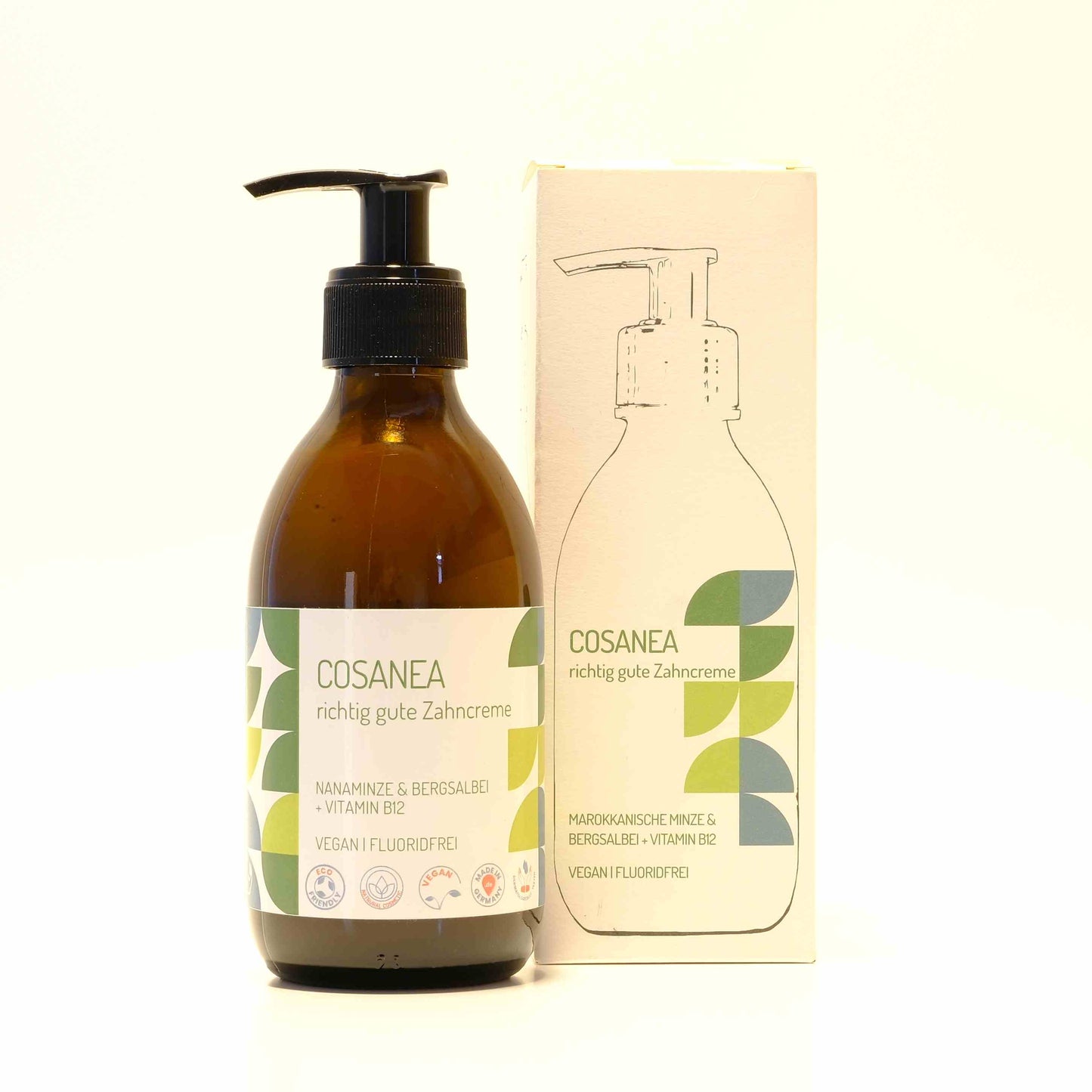 Marokkanische Minze-Bergsalbei + Vitamin B12 (fluoridfrei), Starterset (Glasflasche + Pumpspender), 250 ml