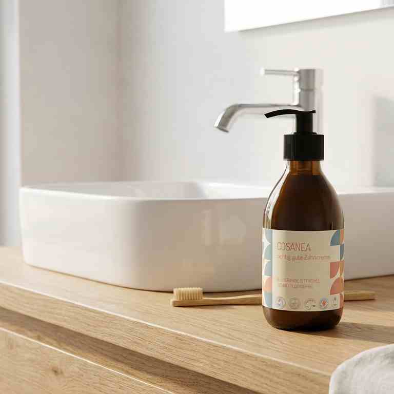 Zahncreme Zitrone-Ratanhiawurzel-Nelke (fluoridhaltig), Starterset (Glasflasche + Pumpspender), 250 ml