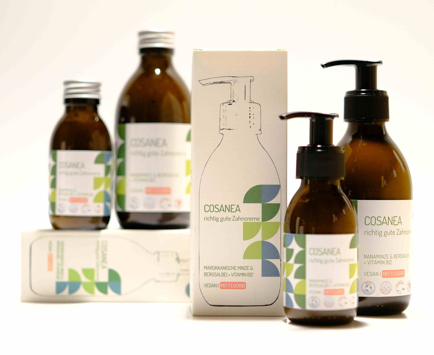 Marokkanische Minze-Bergsalbei + Vitamin B12 ‎(fluoridhaltig), Starterset (Glasflasche + Pumpspender), 250 ml