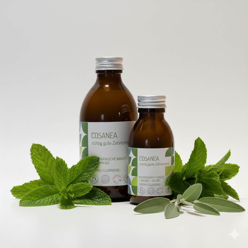 Zahncreme Marokkanische Minze-Bergsalbei + Vitamin B12 (fluoridfrei), Nachkaufflasche, 90 ml