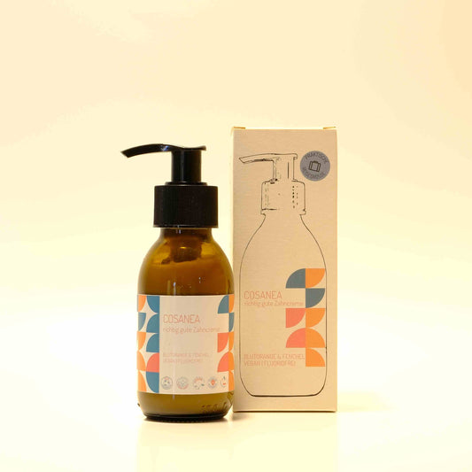 toothpaste Blood Orange-Fennel (fluoride free), travel size (glass bottle + dispenser), 90ml