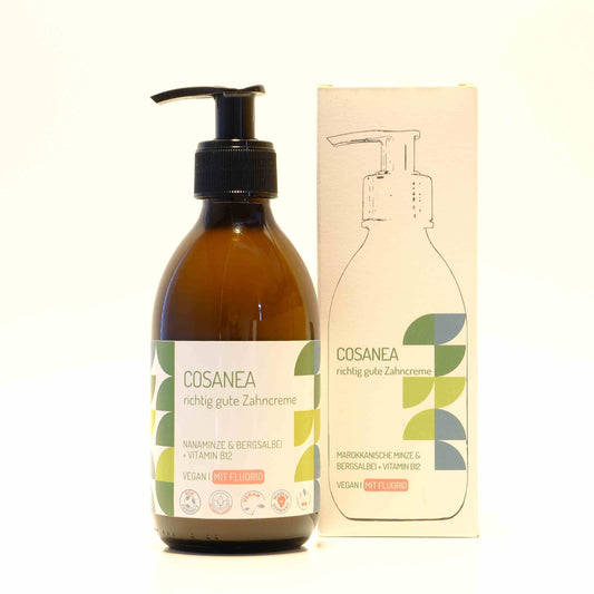 Marokkanische Minze-Bergsalbei + Vitamin B12 ‎(fluoridhaltig), Starterset (Glasflasche + Pumpspender), 250 ml