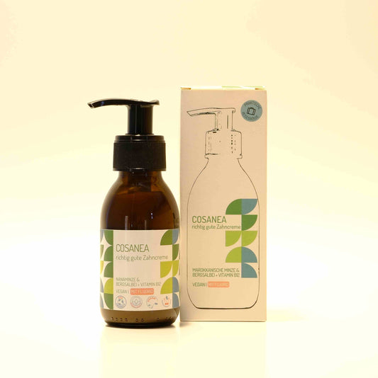 Marokkanische Minze + Vitamin B12 ‎(fluoridhaltig), Reisegröße (Glasflasche + Pumpspender), 90 ml