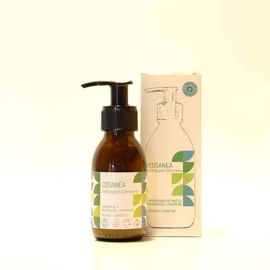 Marokkanische Minze-Bergsalbei + Vitamin B12 ‎(fluoridfrei), Reisegröße (Glasflasche + Pumpspender), 90 ml