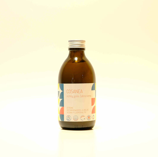 toothpaste Lemon-Ratanhia Root-Clove (containing fluoride), replacement bottle, 250ml